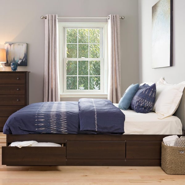 King Sized 6-drawer Platform Storage Bed in Espresso - Free Shipping