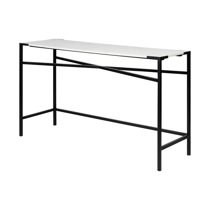 Lucas White Marble Top With Black Metal Frame Console Table