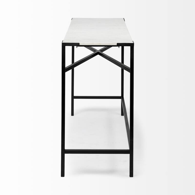 Lucas White Marble Top With Black Metal Frame Console Table