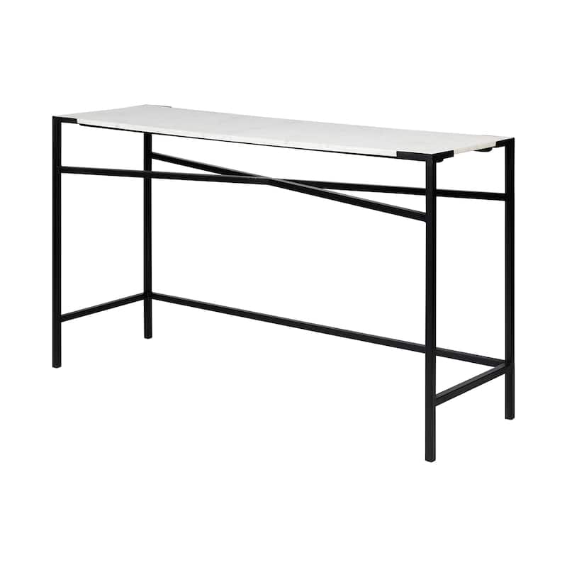 Lucas White Marble Top With Black Metal Frame Console Table
