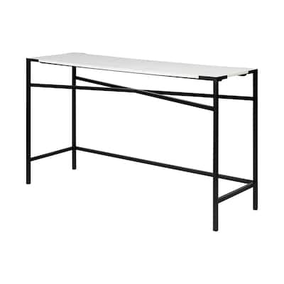 Lucas White Marble Top With Black Metal Frame Console Table