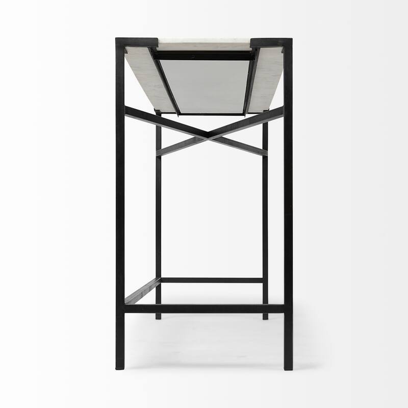 Lucas White Marble Top With Black Metal Frame Console Table