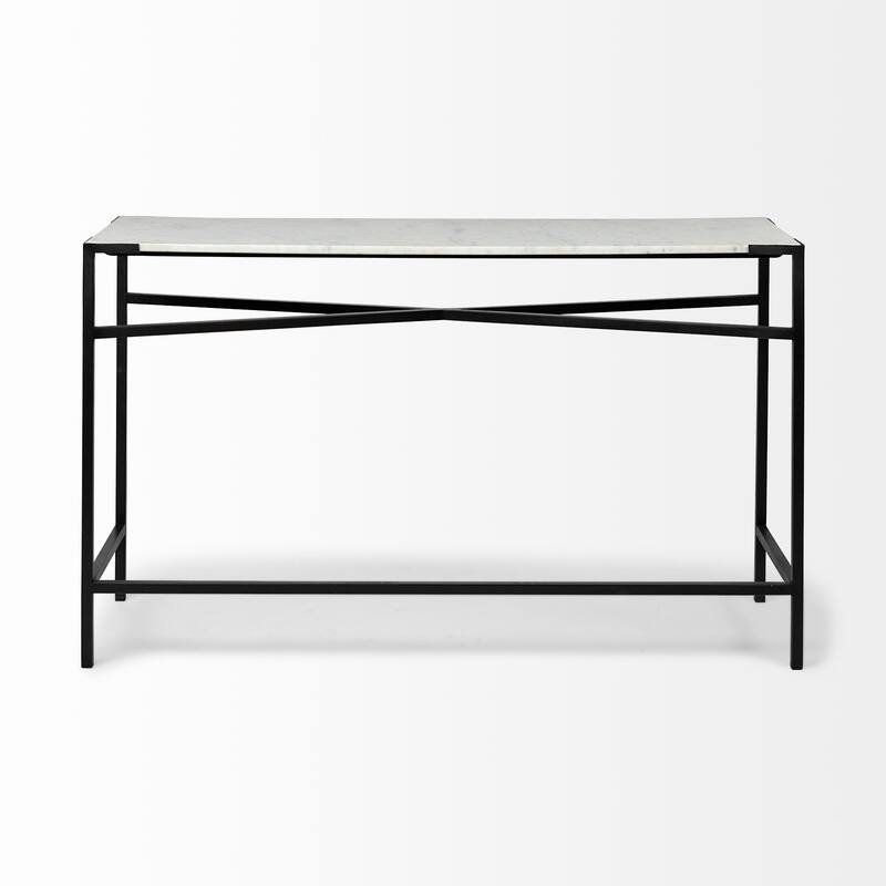 Lucas White Marble Top With Black Metal Frame Console Table
