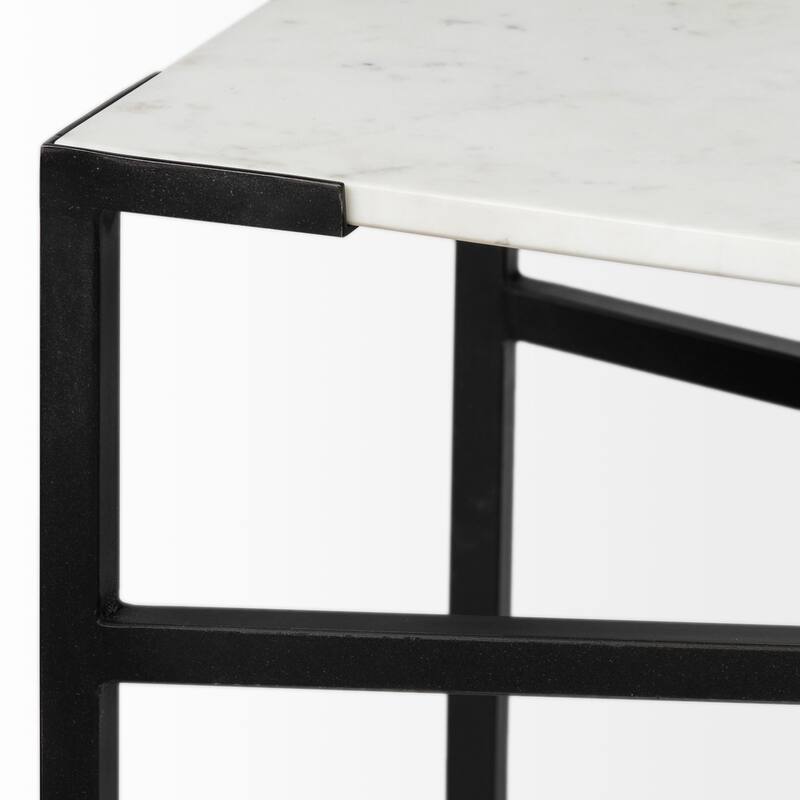 Lucas White Marble Top With Black Metal Frame Console Table