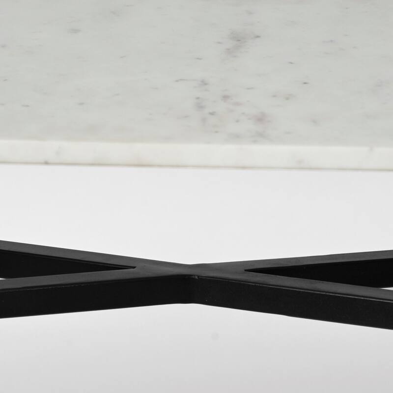 Lucas White Marble Top With Black Metal Frame Console Table