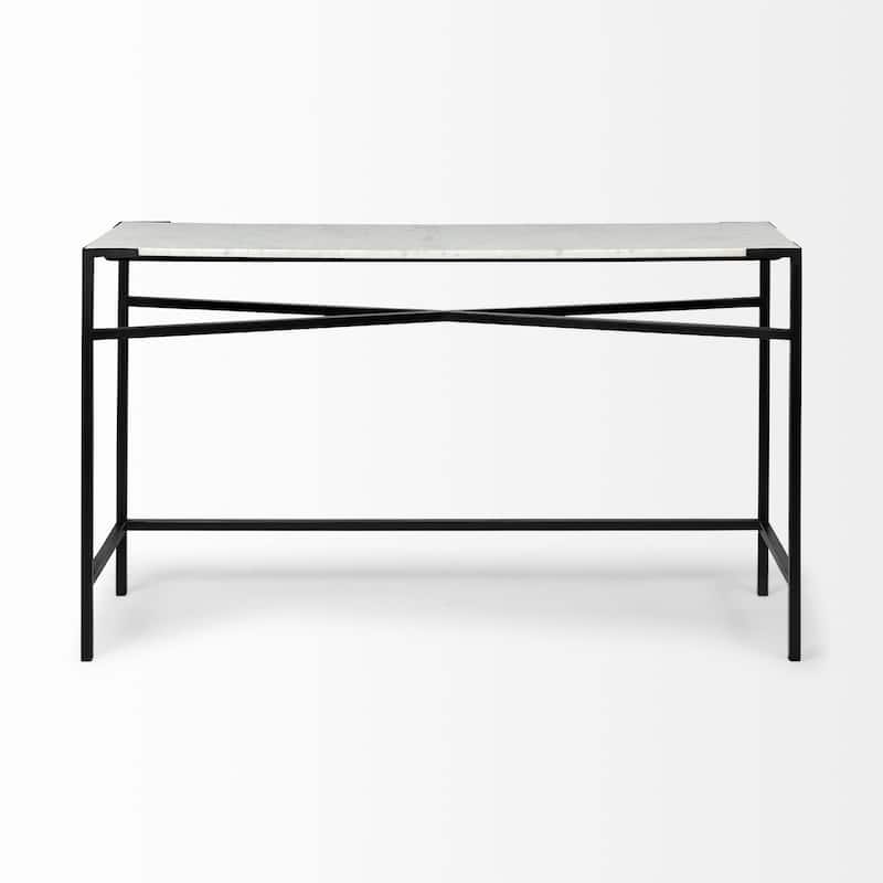 Lucas White Marble Top With Black Metal Frame Console Table