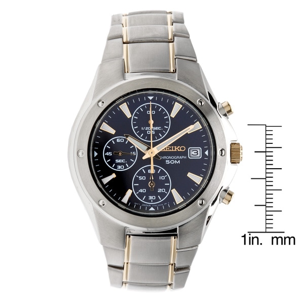 seiko men's two tone bracelet quartz chronograph watch