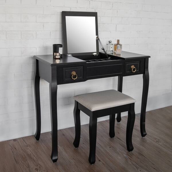 Shop Kinbor Vanity Table Set Makeup Dressing Table With Flip Top Mirror Writing Desk W 3 Removable Organizers Overstock 29679422