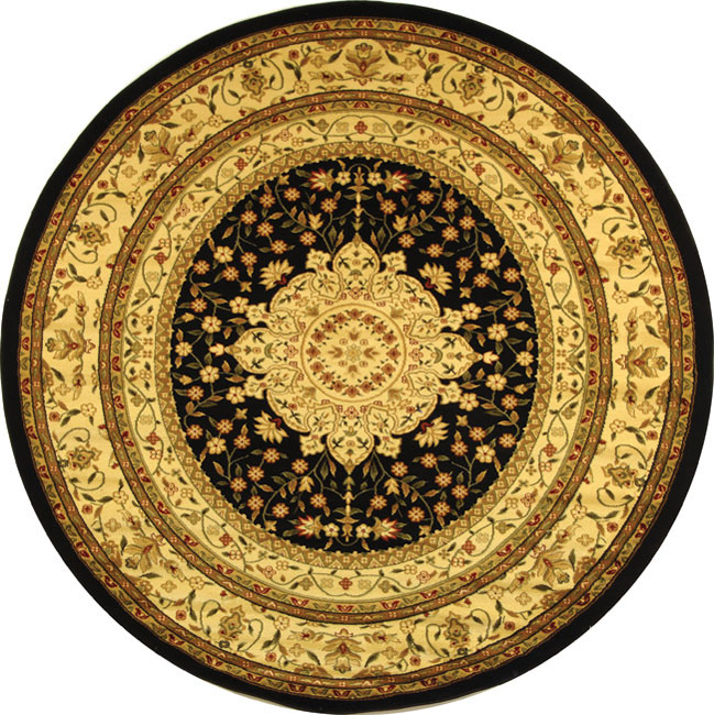 Lyndhurst Collection Mashad Black/ Ivory Rug (8 Round) (BlackPattern OrientalMeasures 0.375 inch thickTip We recommend the use of a non skid pad to keep the rug in place on smooth surfaces.All rug sizes are approximate. Due to the difference of monitor 