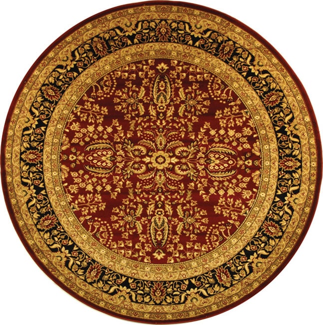 Lyndhurst Collection Persian Treasure Red/ Black Rug (8 Round) (RedPattern OrientalTip We recommend the use of a non skid pad to keep the rug in place on smooth surfaces.All rug sizes are approximate. Due to the difference of monitor colors, some rug co