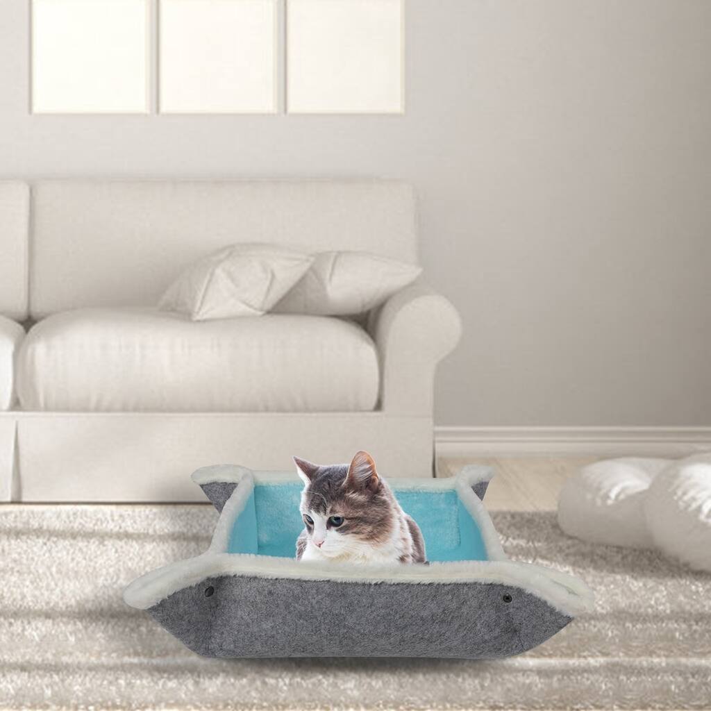 Kinbor Felt Cat Bed 4-in-1 Feline Cave, Self Warming Pet Bed Pad, Kitty Sleeping Mat