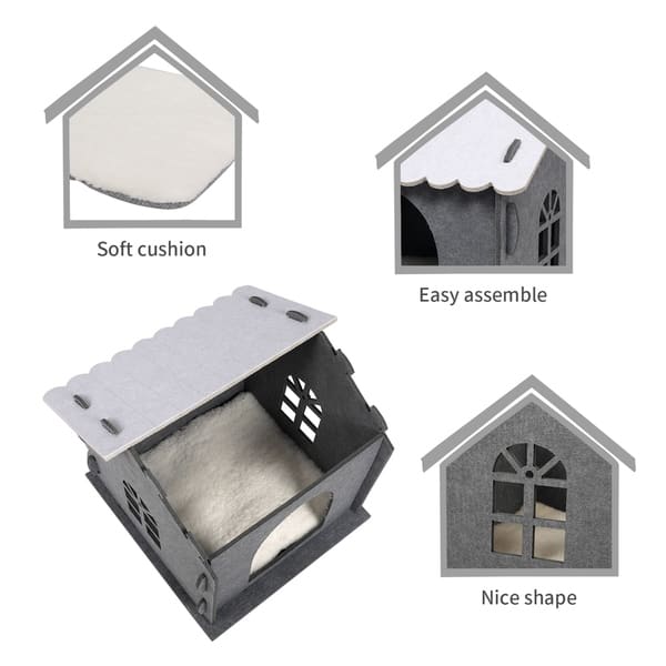 Shop Kinbor Felt Cat House Feline Cave With Soft Pad Pet Bed