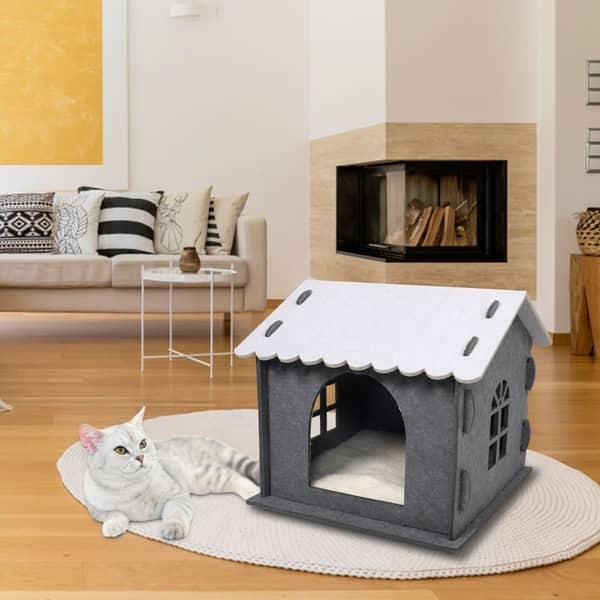 Shop Kinbor Felt Cat House Feline Cave With Soft Pad Pet Bed