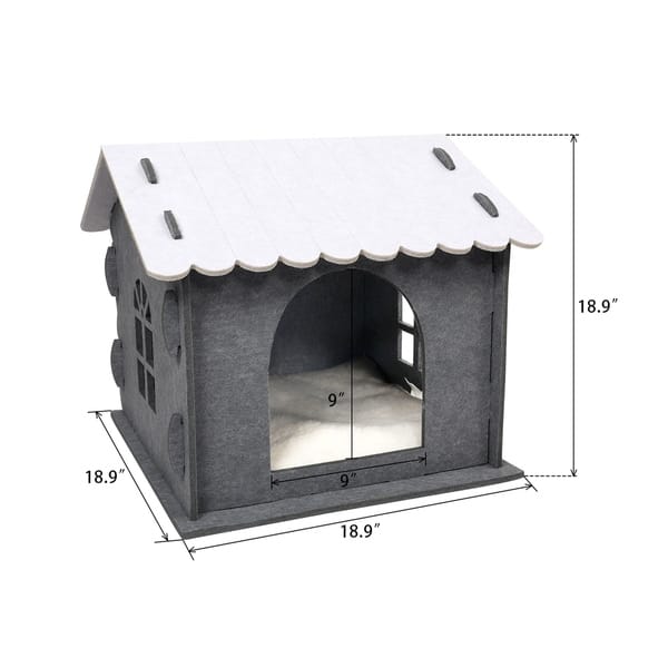 Shop Kinbor Felt Cat House Feline Cave With Soft Pad Pet Bed