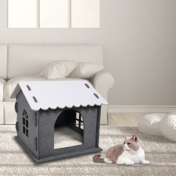 Shop Kinbor Felt Cat House Feline Cave With Soft Pad Pet Bed