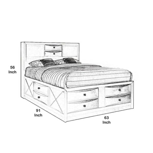 Contemporary Style Queen Size Wooden Storage Bed with Eight Spacious