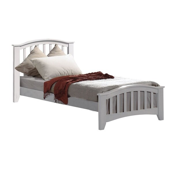 Mission Style Wooden Twin Bed With Arched Slatted Headboard And Footboard White Overstock 29714110