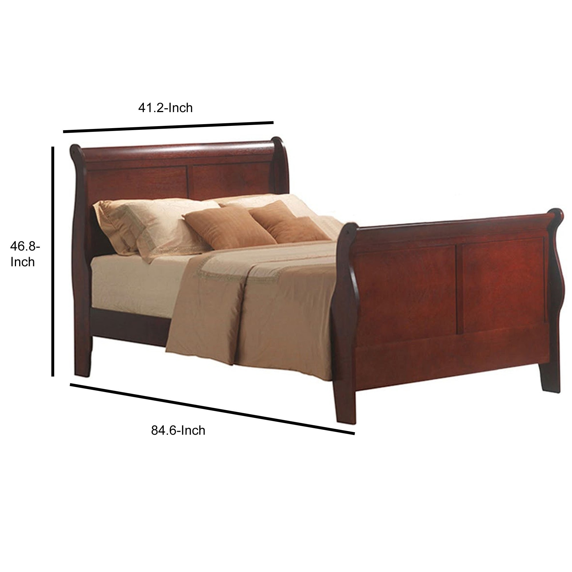 Traditional Style Twin Size Wooden Sleigh Bed Cherry Brown Overstock 29714140