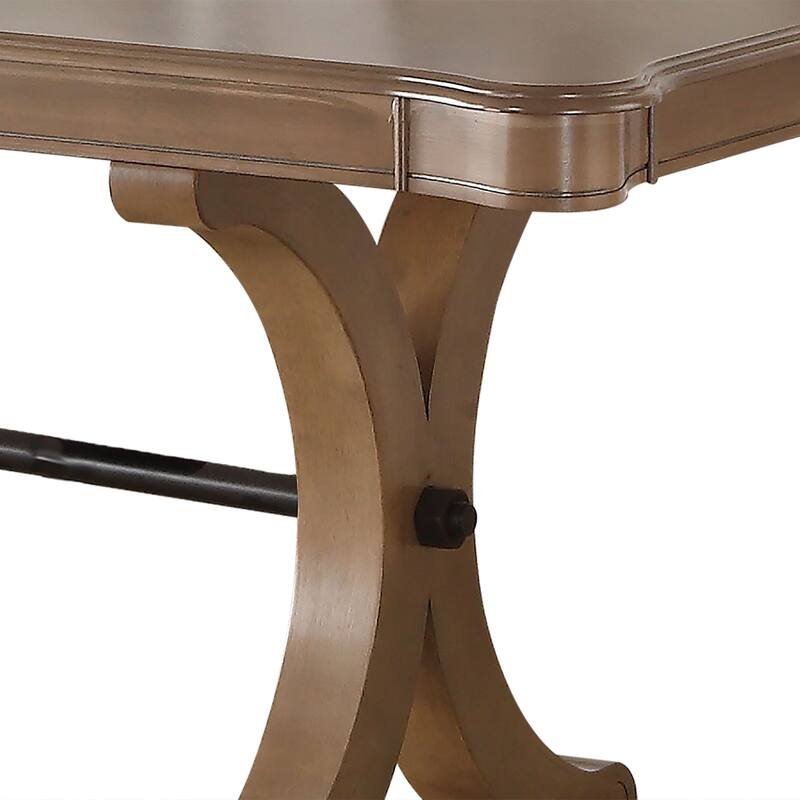 Transitional Extendable Wooden Dining Table with Trestle Base, Brown