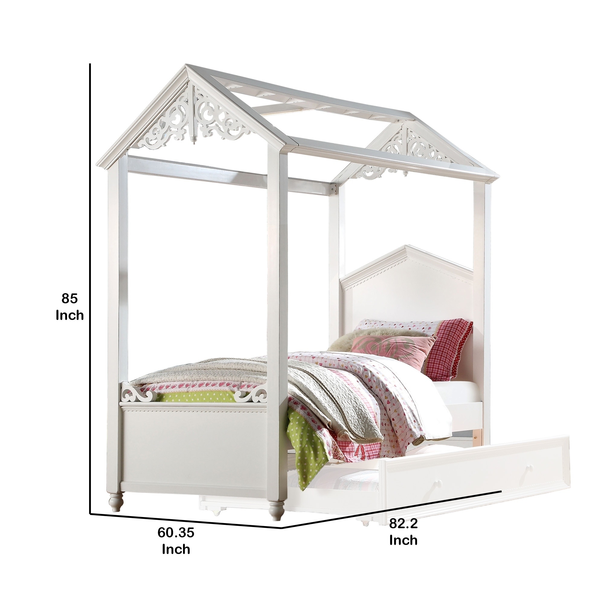 twin canopy bed with storage
