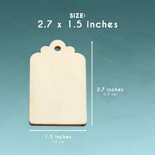 100-Pack Unfinished Wood Gift Tag Wooden with Jute Ropes for Home DIY Supplies