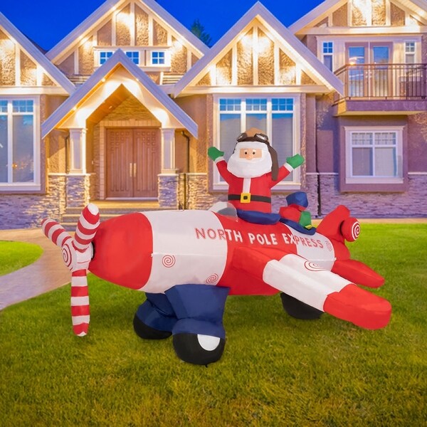 Shop Kinbor 8 Foot Christmas Inflatable, Santa Claus Flying Airplane ...