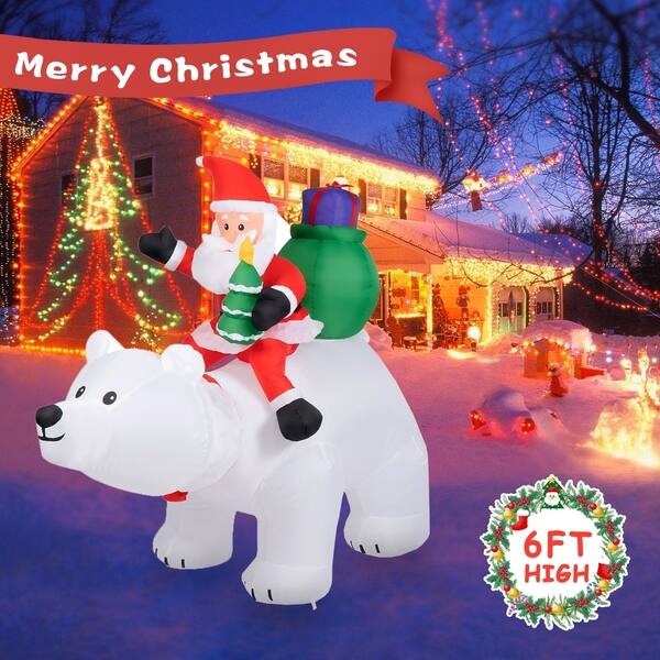 Shop Kinbor 6 Ft Christmas Inflatable Santa Claus On Auto Shaking