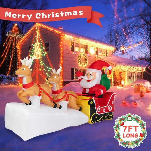 Shop Kinbor Christmas Inflatable, Santa Claus on Sleigh ...