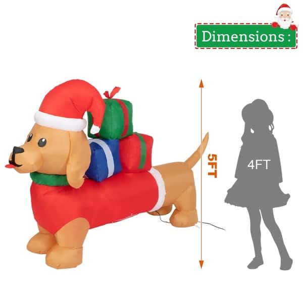 Shop Kinbor 5ft Christmas Inflatable Long Wiener Dog With