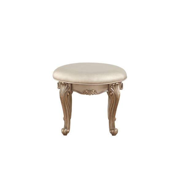 Shop Wooden Vanity Stool With Round Leatherette Padded Seat And Queen Anne Legs Gold On Sale Overstock 29714664