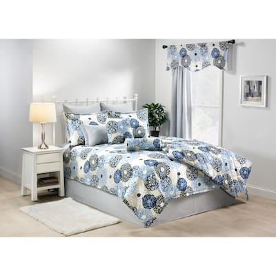Sabrina blue marigolds floral daybed set on gray