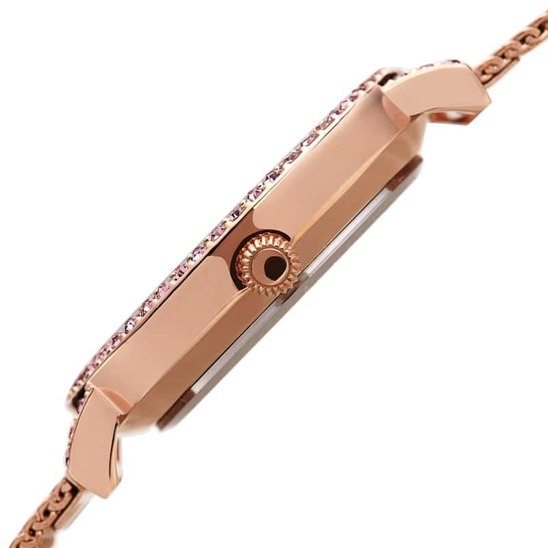 August Steiner Women's Quartz Diamond and Crystal Stainless Steel Mesh Band Watch