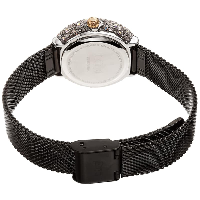 Burgi Women's Quartz Swarovski Crystal and Diamond Stainless Steel Mesh Bracelet Watch