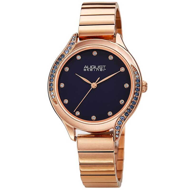 August Steiner Women's Quartz Swarovski Crystal Stainless Steel Bracelet Watch