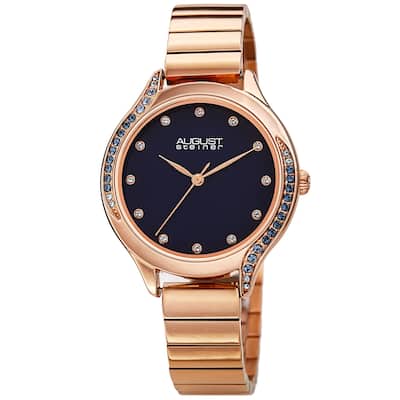 August Steiner Women's Quartz Swarovski Crystal Stainless Steel Bracelet Watch