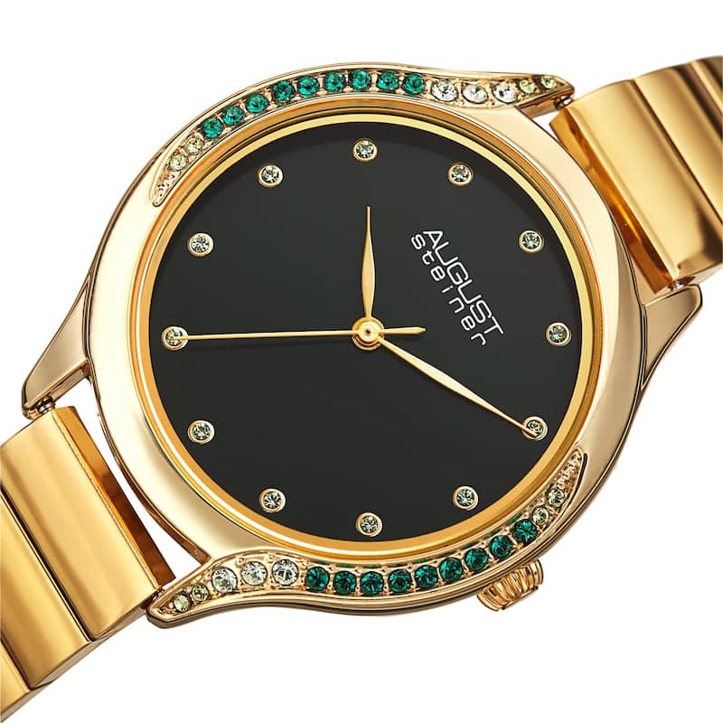 August Steiner Women's Quartz Swarovski Crystal Stainless Steel Bracelet Watch - Green
