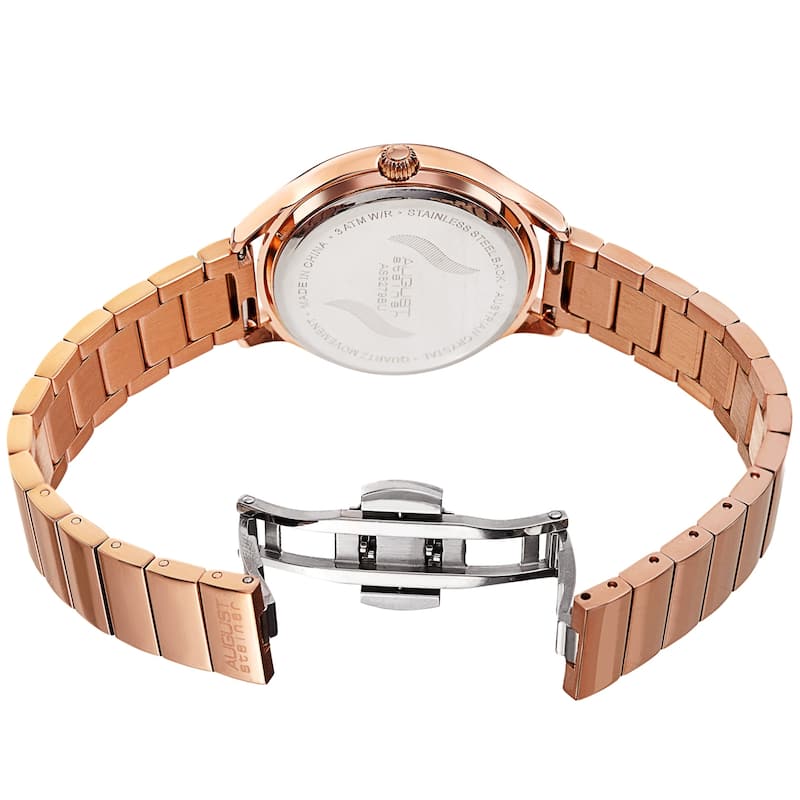 August Steiner Women's Quartz Swarovski Crystal Stainless Steel Bracelet Watch