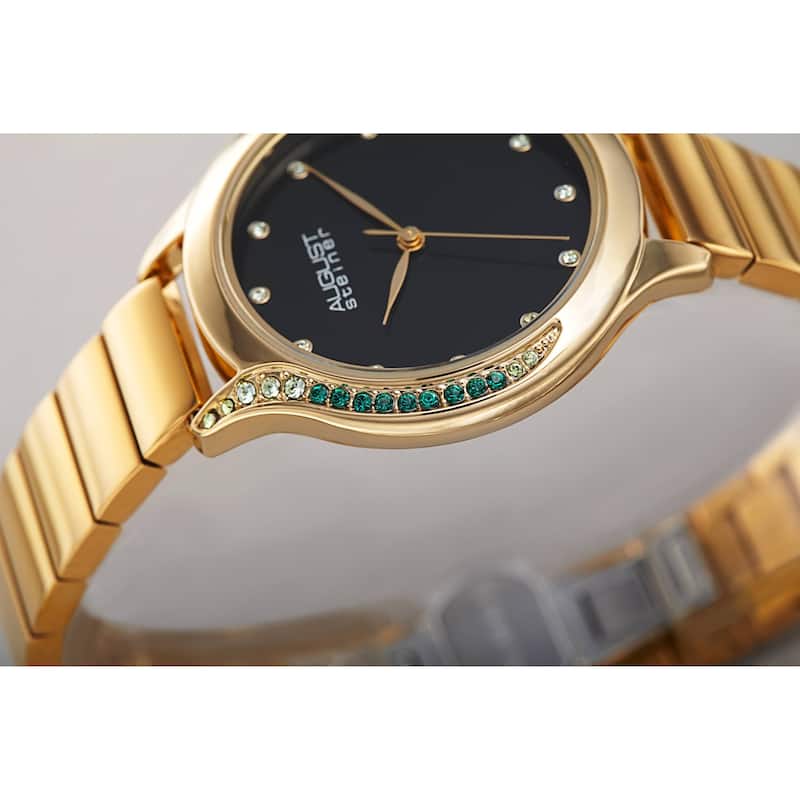 August Steiner Women's Quartz Swarovski Crystal Stainless Steel Bracelet Watch