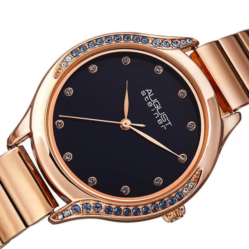 August Steiner Women's Quartz Swarovski Crystal Stainless Steel Bracelet Watch - Blue