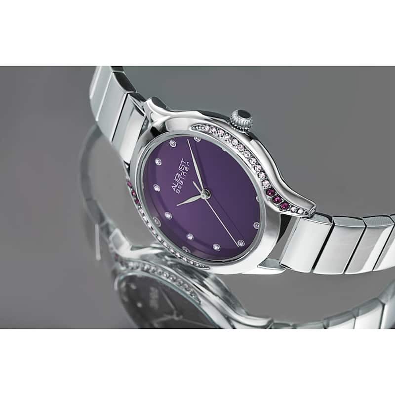 August Steiner Women's Quartz Swarovski Crystal Stainless Steel Bracelet Watch