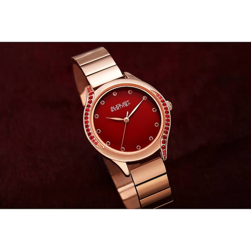 August Steiner Women's Quartz Swarovski Crystal Stainless Steel Bracelet Watch