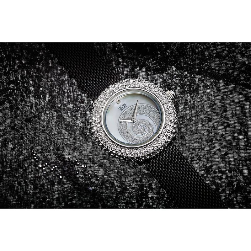 Burgi Women's Quartz Mother of Pearl Stainless Steel Bracelet Watch