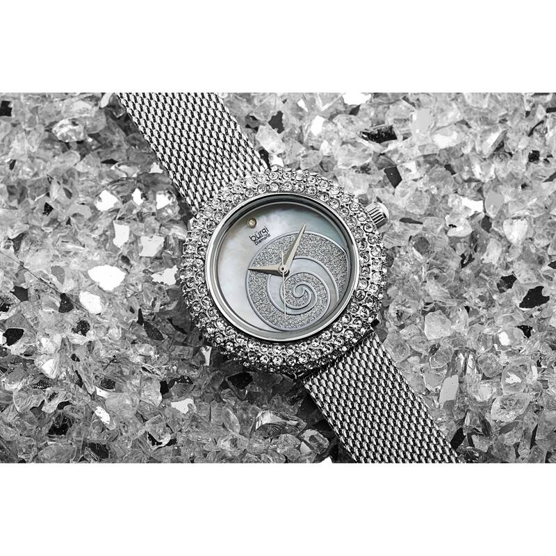 Burgi Women's Quartz Mother of Pearl Stainless Steel Bracelet Watch