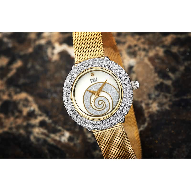 Burgi Women's Quartz Mother of Pearl Stainless Steel Bracelet Watch