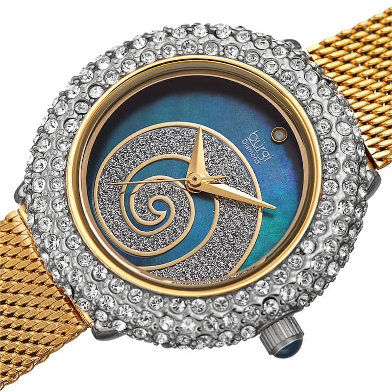 Burgi Women's Quartz Mother of Pearl Stainless Steel Bracelet Watch