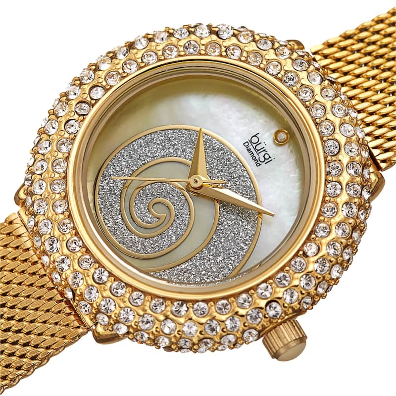 Burgi Women's Quartz Mother of Pearl Stainless Steel Bracelet Watch
