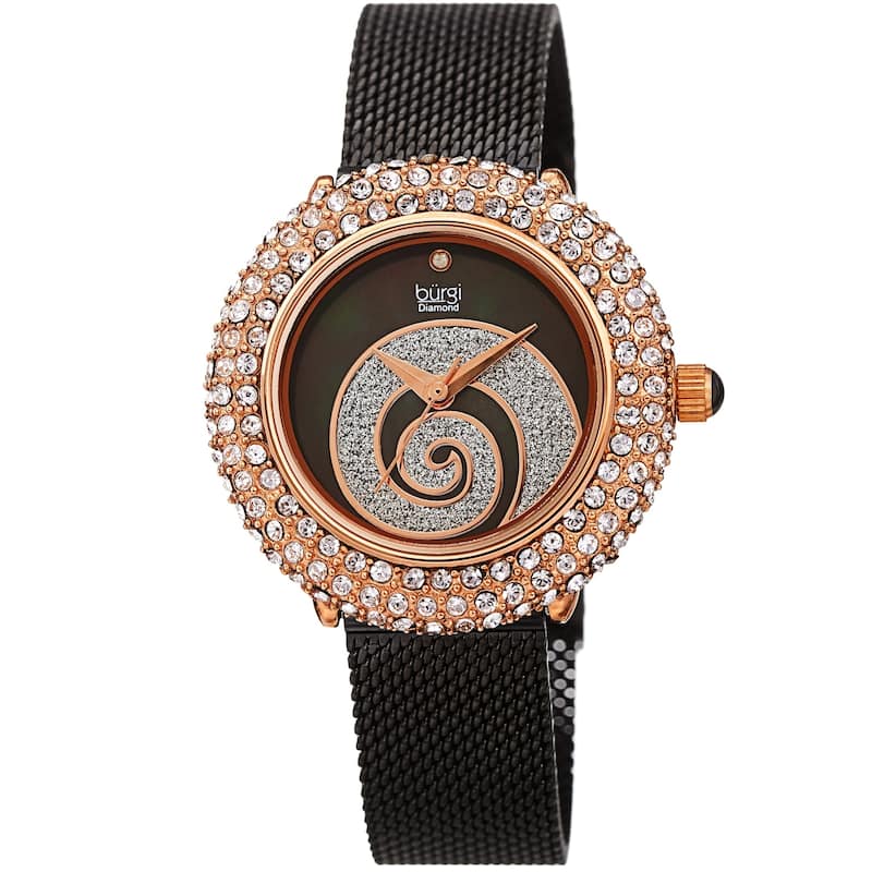 Burgi Women's Quartz Mother of Pearl Stainless Steel Bracelet Watch