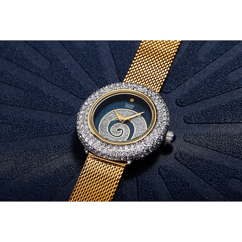 Burgi Women's Quartz Mother of Pearl Stainless Steel Bracelet Watch
