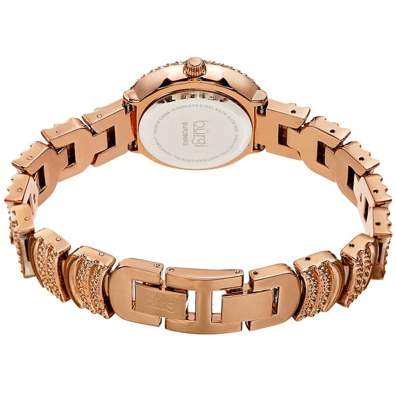 Burgi Women's Quartz Swarovski Crystal "U" Link Stainless Steel Bracelet Watch