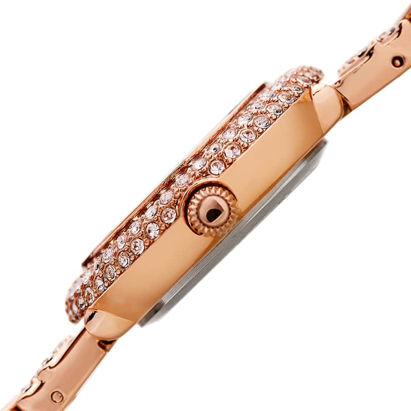 Burgi Women's Quartz Swarovski Crystal "U" Link Stainless Steel Bracelet Watch
